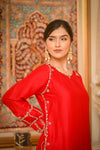 Pure Raw Silk Red Dress