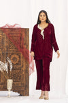 Maroon Velvet shirt and trouser