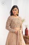 Beige Peshawas: Pure Tissue Lehenga