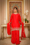 Pure Raw Silk Red Dress