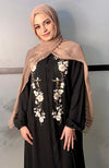 Black Front-open Designer Abaya by Rida Khan