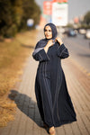 Navy Blue Designer Abaya with Piping 