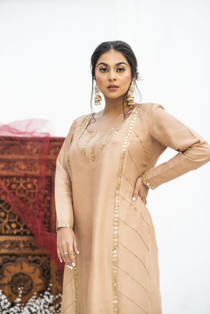 Pure Raw Silk Dress & Velvet Shawl